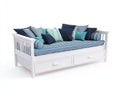 Schlafsofa Holzwerkstoff 205x96x86 cm - Weiß-Blau - mit 2 Schubladen für Wohnzimmer