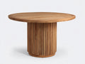 Gartentisch - Runder Holztisch in Naturholz und Braun 140 x 140 x 75 cm - Moderner Terrassentisch mit Lamellensockel