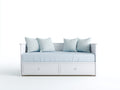 Schlafsofa Holzrahmen mit 2 Schubladen 205x98x86 cm - Weiß-Hellblau - Modernes Design für Gästezimmer