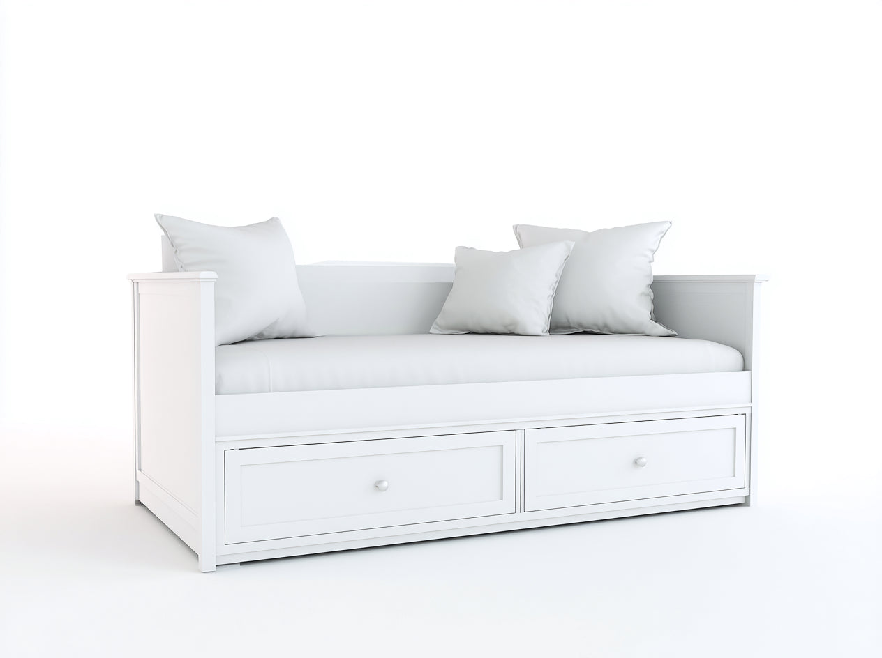 Schlafsofa Holz Weiß mit 2 Schubladen 203x86x78 cm - Modernes Tagesbett