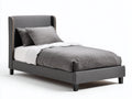 Einzelbett Stoff gepolstert 212x102x112 cm - Grau-Schwarz - mit hohem Kopfteil für Schlafzimmer