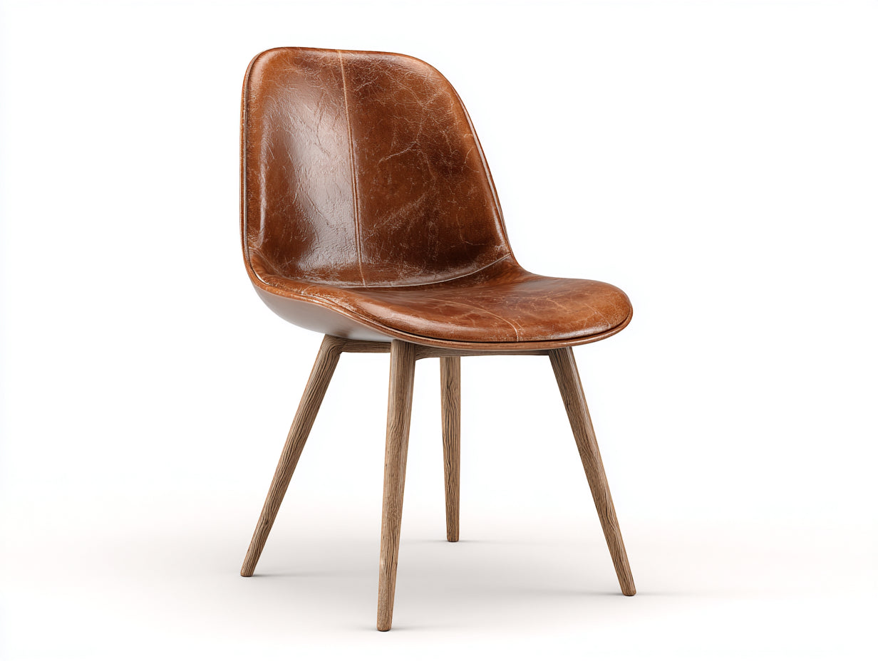 Esszimmerstühle Kunstleder gepolstert 52x47x82 cm - Braun-Holzfarben - Vintage Design für Esszimmer