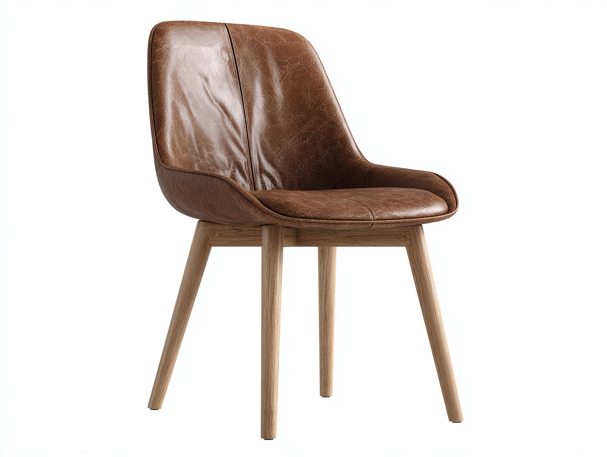 Esszimmerstühle mit Sitzschale in Lederoptik 58 x 55 x 84 cm - Braun-Natur - moderner Essbereich