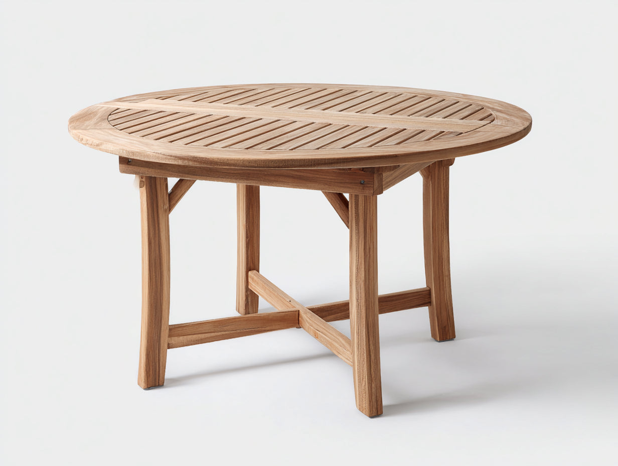 Gartentisch rund aus Holz 120 x 120 x 75 cm - Natur - klassischer Gartenstil