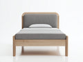 Einzelbett - Holzrahmen in Naturholz und gepolstertes Kopfteil in Grau 204 x 104 x 96 cm - Modernes Bett für Schlafzimmer
