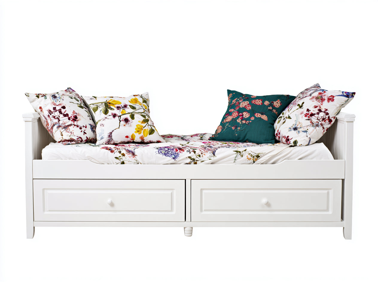 Schlafsofa mit 2 Schubladen 200 x 90 x 85 cm - Weiß - Landhausstil