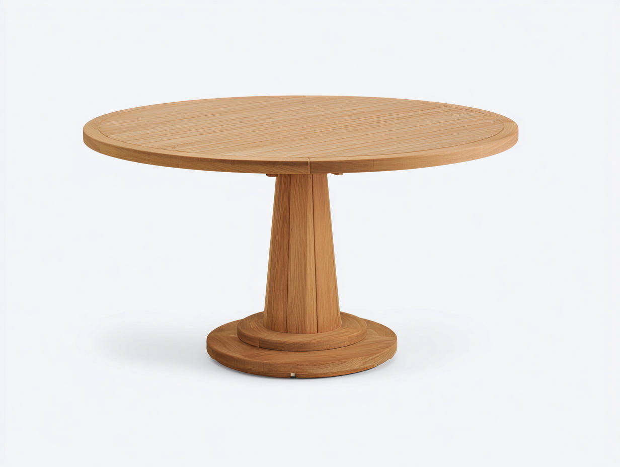 Gartentisch - Runder Holztisch in Naturholz 120 x 120 x 75 cm - Moderner Esstisch für Terrasse