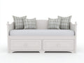Schlafsofa Holzrahmen mit 2 Schubladen 205x98x92 cm - Weiß - Landhaus Design für Gästezimmer