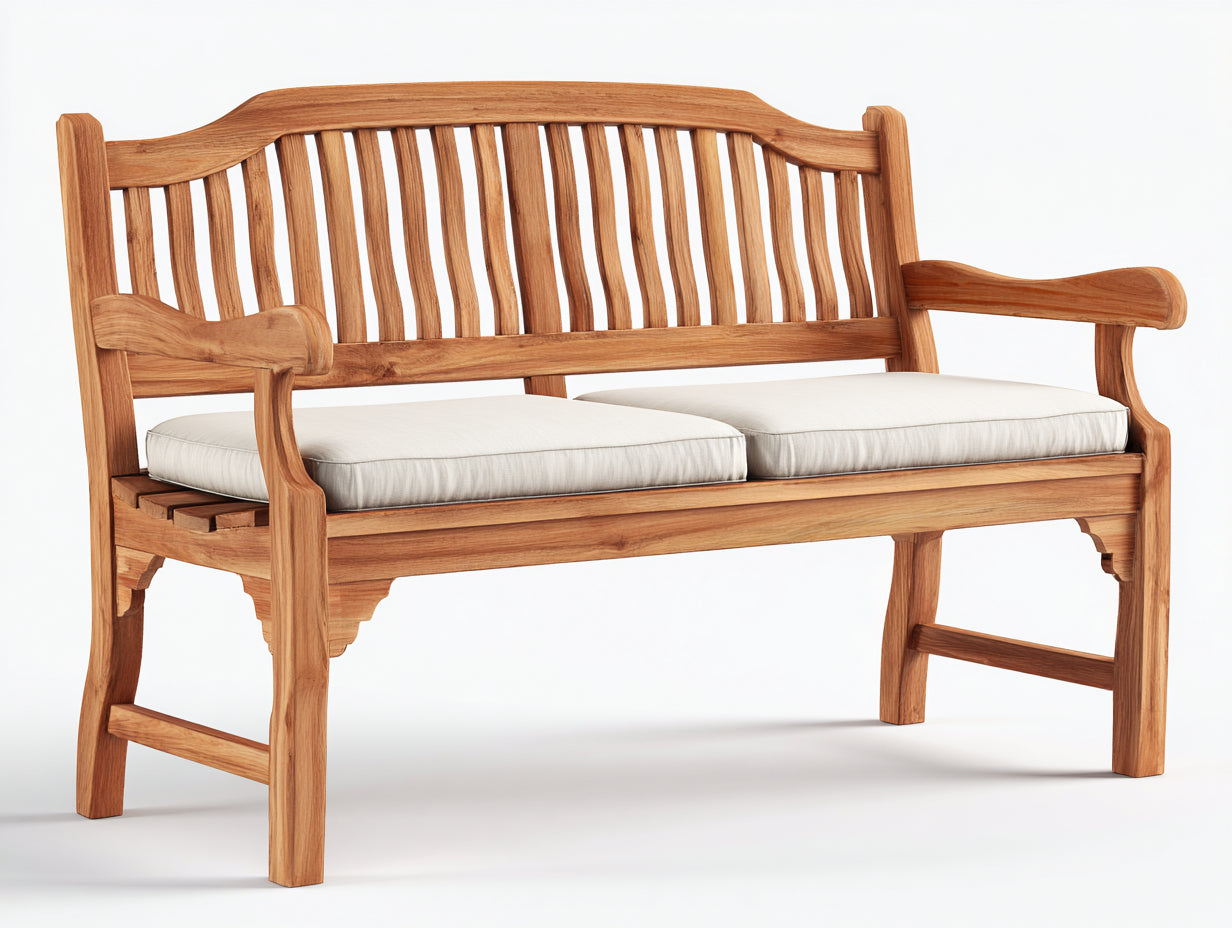 Gartenbank - Holzbank in Naturholz 160 x 63 x 92 cm - Klassische Sitzbank mit Armlehnen für Garten
