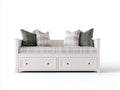 Schlafsofa Holzwerkstoff gepolstert 202x96x88 cm - Weiß-Beige - mit 2 Schubladen für Wohnzimmer