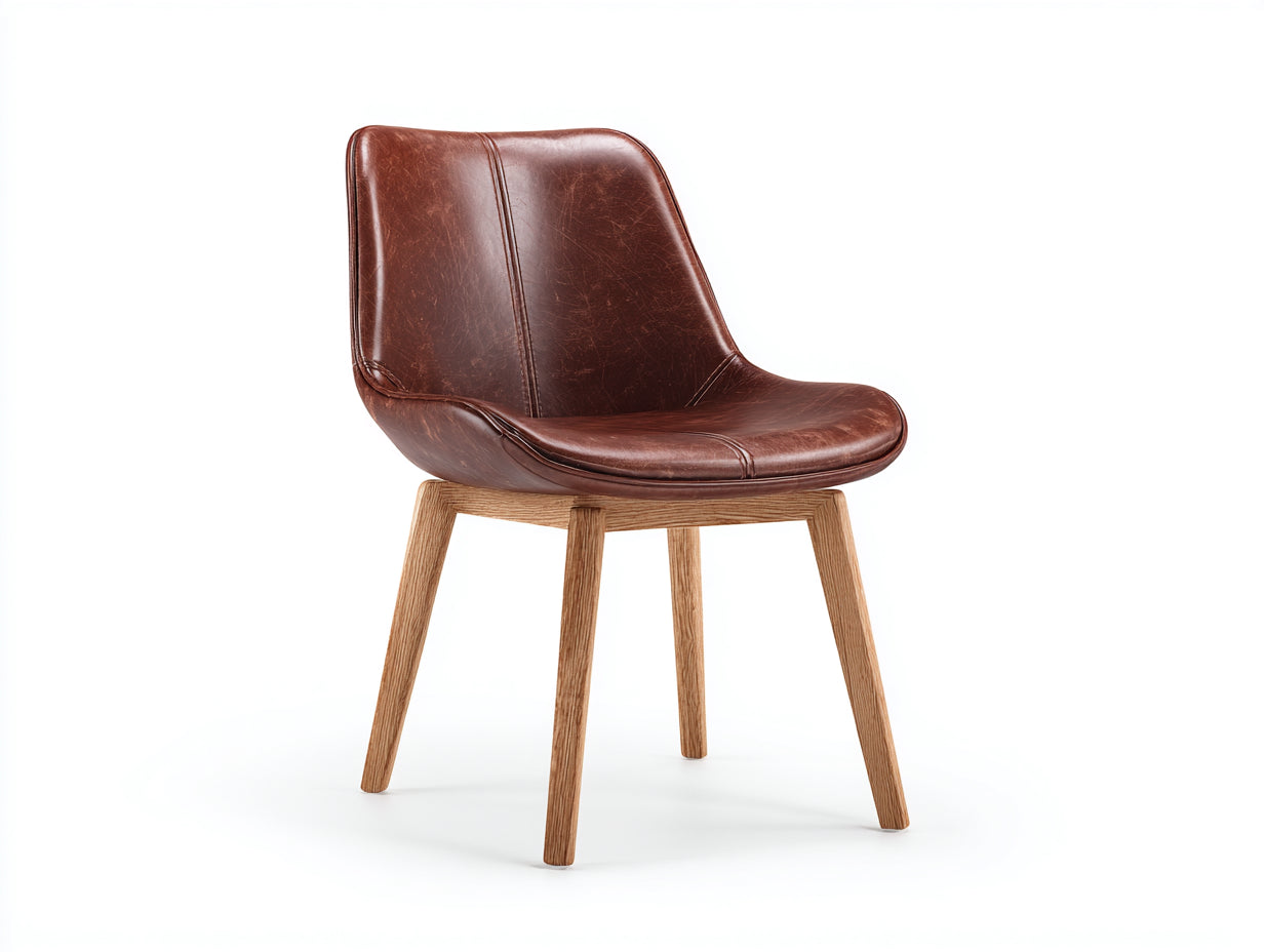 Esszimmerstühle Kunstleder gepolstert 54x50x83 cm - Dunkelbraun-Holzfarben - Vintage Design für Esszimmer