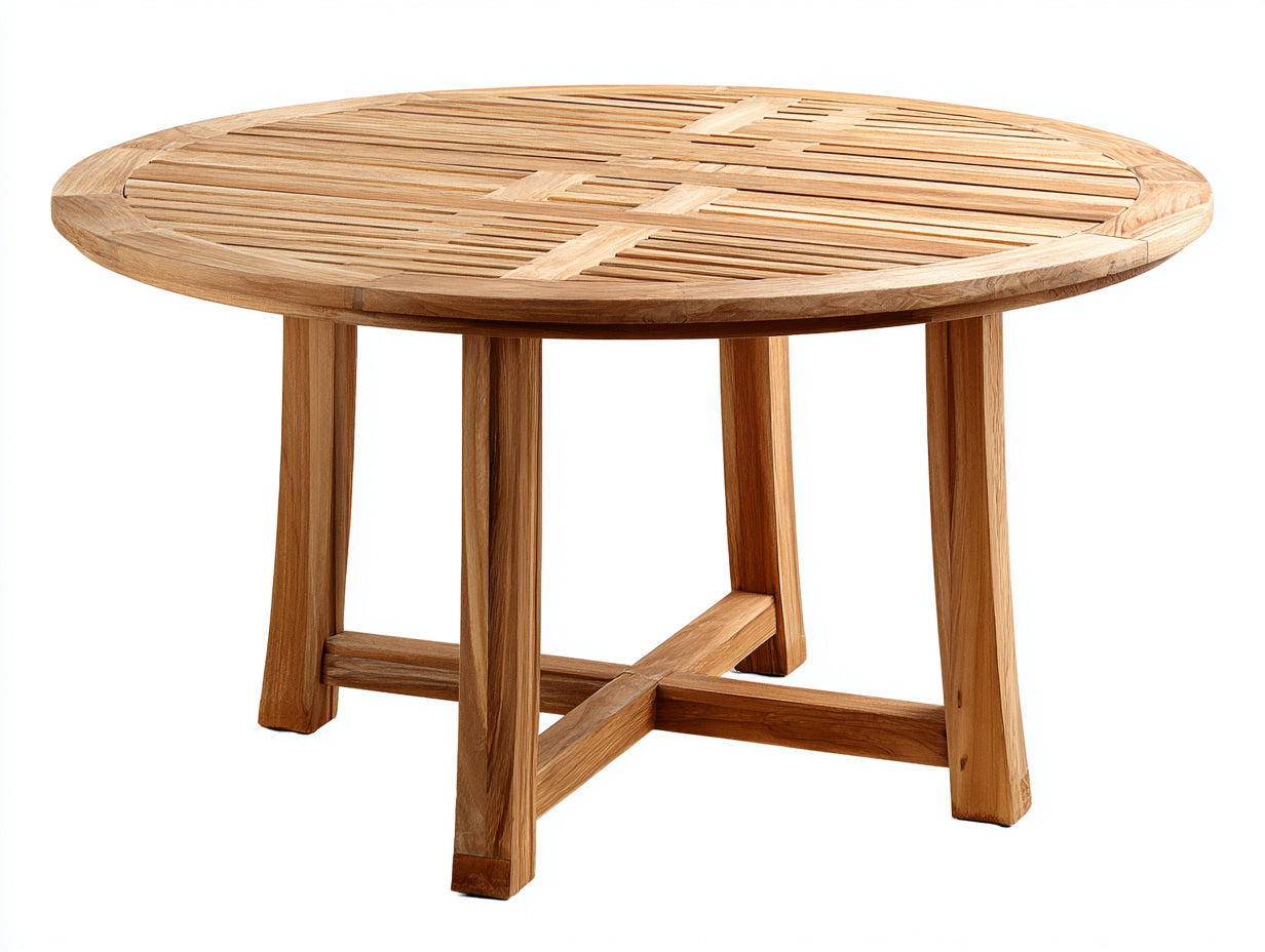 Gartentisch Runder Holztisch 120x120x75 cm - Natur - Klassisches Design für Garten
