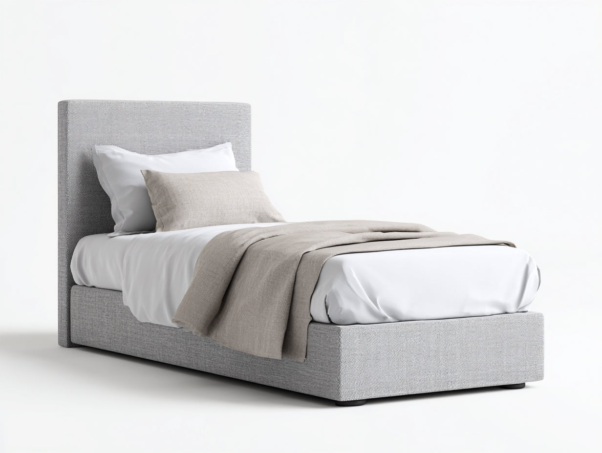 Einzelbett Polsterbett Stoff 205x96x108 cm - Hellgrau - Modernes Design für Schlafzimmer