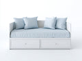 Schlafsofa mit 2 Schubladen 200 x 90 x 82 cm - Weiß-Hellblau - moderner Landhausstil