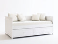 Schlafsofa Holzrahmen mit 2 Schubladen 205x98x85 cm - Weiß - Modernes Design für Gästezimmer