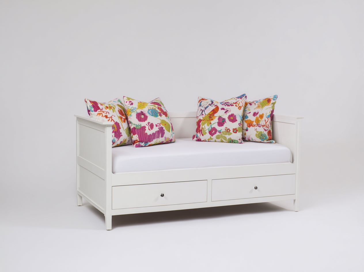 Schlafsofa - Weißes Holzgestell mit 2 Schubladen 205 x 88 x 82 cm - Modernes Tagesbett für Gästezimmer