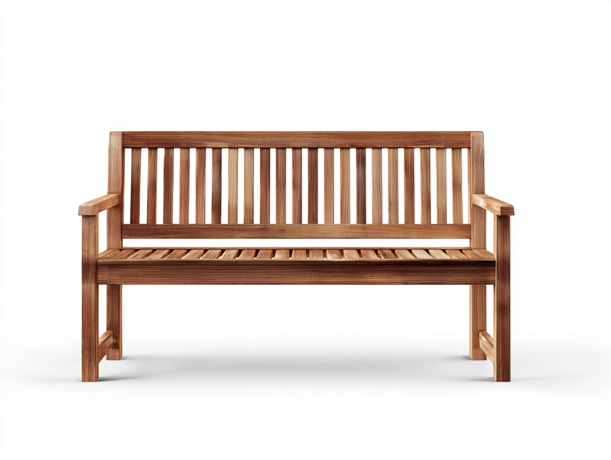 Gartenbank aus Holz 150 x 60 x 88 cm - Natur-Braun - klassischer Gartenbereich