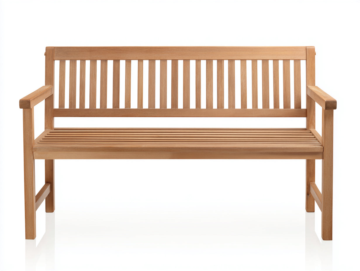 Gartenbank - Holzbank in Naturholz 150 x 60 x 90 cm - Klassische Sitzbank mit Armlehnen für Garten