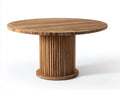 Gartentisch Holz rund 125x125x75 cm - Naturfarben - gerippter Säulenfuß für Garten und Terrasse