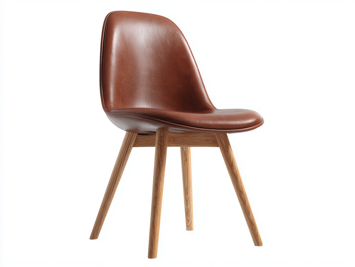 Esszimmerstühle Kunstleder Braun mit Holzbeinen 54x46x82 cm - Moderner Essbereich
